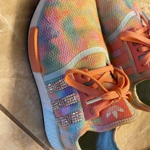 Pastel Tie-Dye Swarovski Adidas NMD Runner Casual Shoes - Women size 9